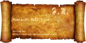Hanich Mária névjegykártya